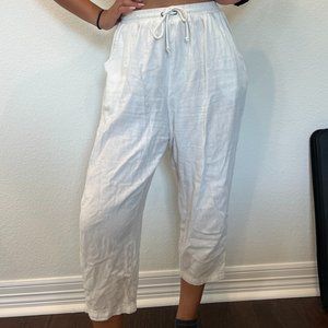 Cropped White Linen Pants, size Small